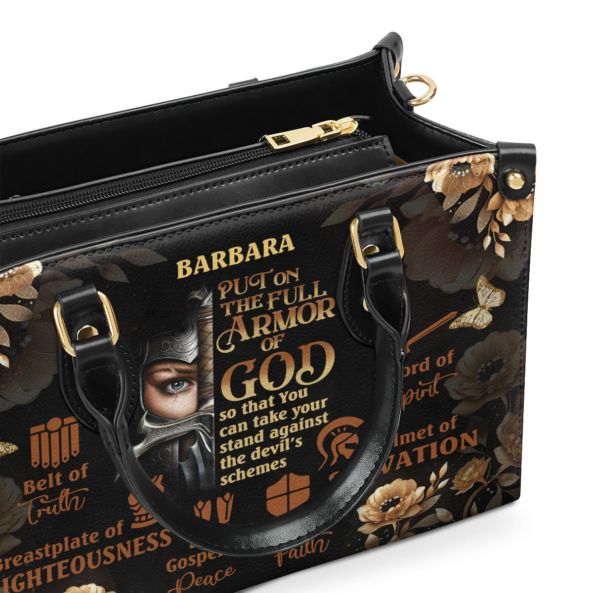 Personalized Christian Leather Handbag, Armor of God Purse – Ephesians 6 Faith Handbag, Religious Gift for Women BLAF40